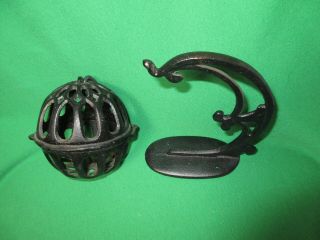 Primitive Antique Vtg Cast Iron Country Store String Twine Holder & Wall Bracket