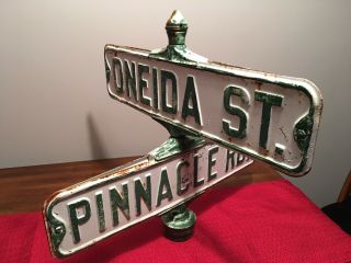 Vintage Antique Double Sided Corner Metal Street Sign By Lyle Signs