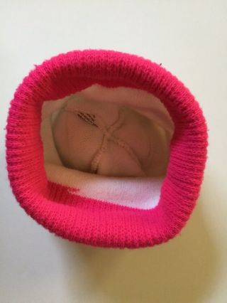 Rare Vintage Arctic Cat Knit Hat Neon Pink White Pom Pom 3