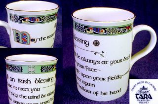 Vintage Royal Tara Bone China Irish Blessing Coffee Mug Tea Cup Celtic Ireland