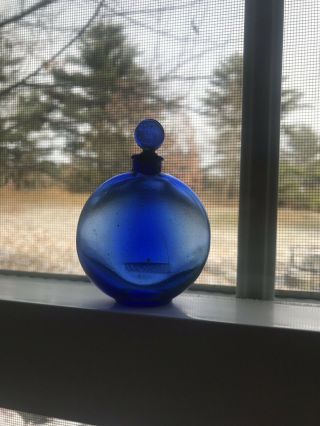 Antique 1920s Lalique Jans La Nuit Cobalt Blue Perfume Miniature Bottle Empty
