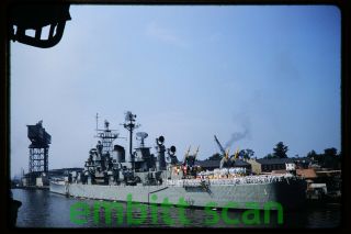 Slide Navy Guided Missile Heavy Cruiser Uss Boston (cag - 1) Norfolk 1956