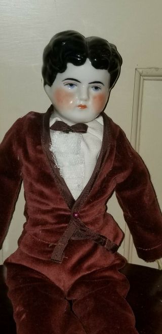 Vintage Artist Made Lola Hansen China Head Doll Boy Well Dressed 11 1/2 "
