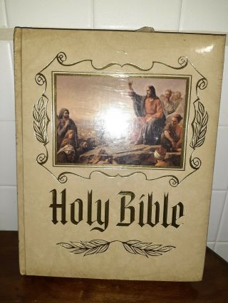 Vintage Heirloom Family Holy Bible King James Version Oversized Large Bible