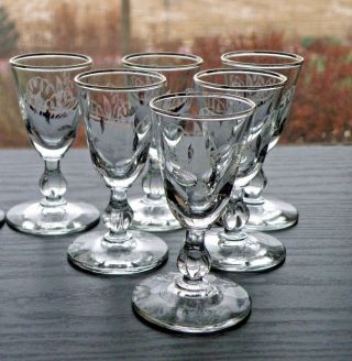 6 Vintage Libbey Lily Of Valleyliqueur Cordial Apertif Stem Glasses 3 3/8 " Tall