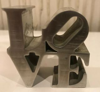 Vintage Robert Indiana “love” Small Sculpture Polished Aluminum Metal Pop Art