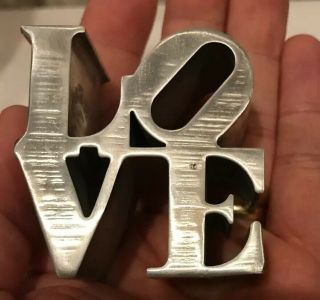 Vintage Robert Indiana “Love” Small Sculpture Polished Aluminum Metal Pop Art 2