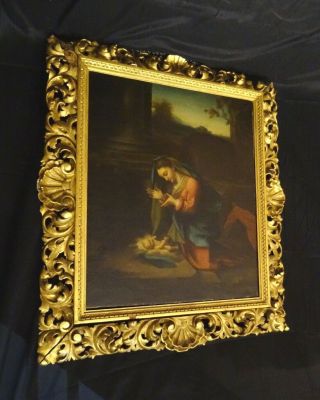 Huge 18th Century Italian Old Master Madonna Adoration of the Child CORREGGIO 2