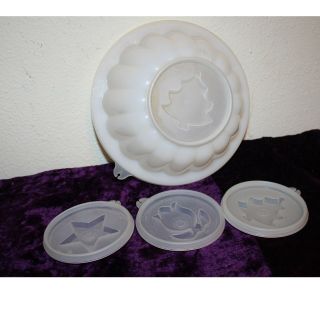 White/clear Vintage Tupperware Jello Mold With 4 Patterns 616 - 2 & Tray