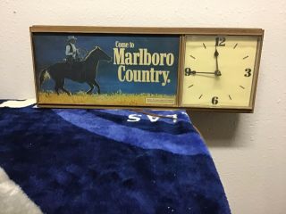 Vintage Philip Morris Marlboro Light Up Wall Sign And Clock