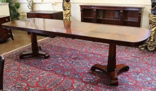 Rare Narrow Width 38 Inch Wide Empire Flame Mahogany Dining Banquet Table Leaves