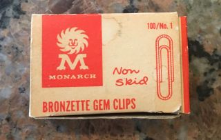 Vintage Monarch Non - Bronzette Gem Clips 3 " X 2 "