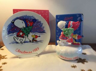 Vintage Peanuts Snoopy Woodstock 1989 Christmas Music Box By Willitts Designs