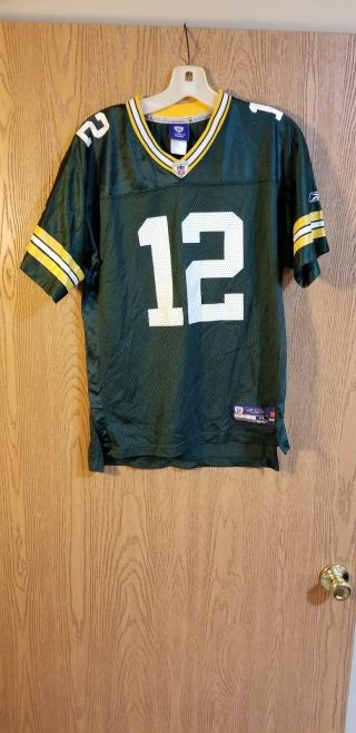 Reebok On Field Green Bay Packers Aaron Rodgers 12 Jersey Youth Xl/adult S Euc