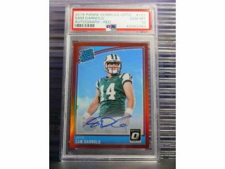 2018 Donruss Optic Sam Darnold Red Rated Rookie Auto 13/50 Psa 10 Gem Jets Lc