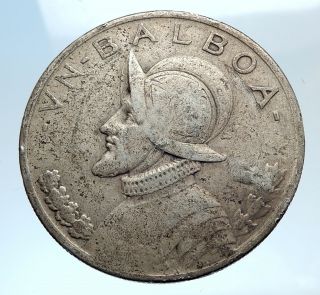 1931 PANAMA Large Spanish CONQUISTADOR Antique Silver BALBOA Coin i74340 2