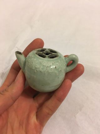 Antique Chinese Porcelain Qing Dynasty Celadon Glazed Water Dropper Mini Teapot