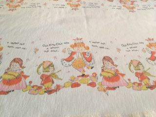 Vintage Nursery Rhymes Baby Blanket Satin Trim 40” X 36” Cotton