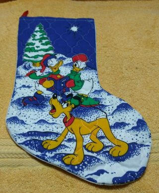 Vintage Walt Disney Donald And Daisy Duck Christmas Stocking.  13 Inches.