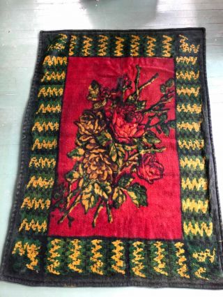 Vintage Chase Mohair Sleigh Buggy Carriage Lap Blanket Roses