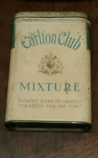 Vintage Carlton Club Advertising Pocket Tobacco Tin Some Fading