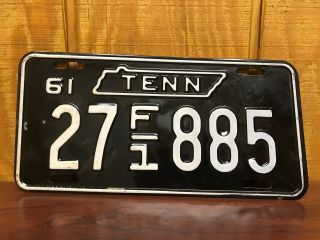 1961 Tennessee Tn License Plate Tag 27 - F/1 - 885 Truck Hamblen County