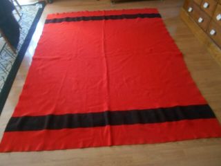 Vintage Wool Camp Blanket Red With Black Stripes