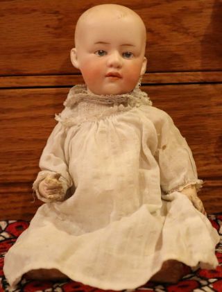 Antique Rare Tiniest Size 7 " German Bisque Gebr Heubach Character Baby Doll