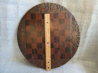 Vintage African 2 Sides Hand Carved Animal Design Ebony Wood Chess Board / Tray 3
