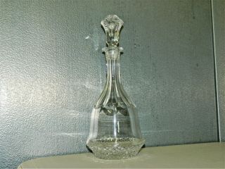Vintage Antique Brilliant Cut Glass Crystal 12 " Decanter With Glass Decanter