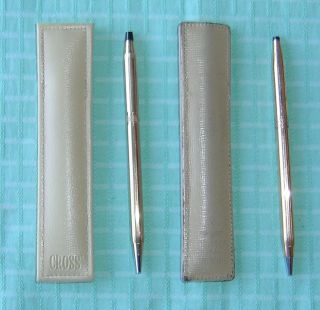Two Vintage Cross Gold Filled Pens With Leather Pouches