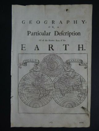 1722 Herman Moll Atlas World Map The World In Planisphere - California Island