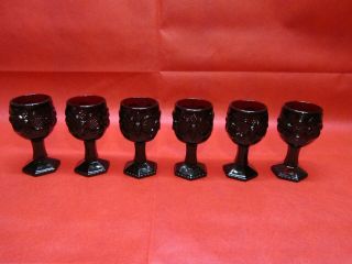 Vintage Avon Ruby Red Glass Set Of 6 Small Wine Goblet Glass