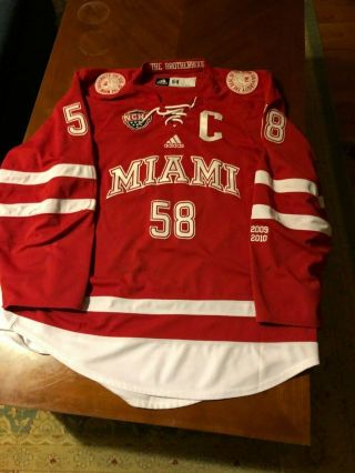 Miami Univ.  Road Game Worn Hockey Jersey Tie - Up 58 Belpedio " C " Adidas 54 Nhl