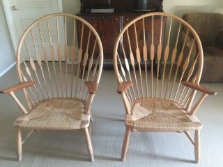 Rare Vintage Peacock Chairs By Hans Wegner Made By Johannes Hansen.