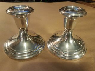 2 Vintage Gorham Sterling Silver Weighted 3.  5 " Candle Stick Holder 661 Pair 2