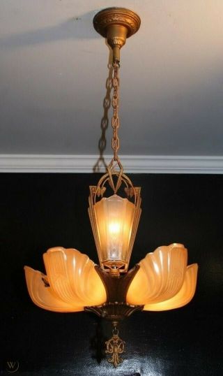 A Vintage Markel Art Deco Chandeliers From The 1930 