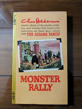 Charles Addams W/the Addams Family " Monster Rally " Pocket Cardinal 1st Ed.  1965