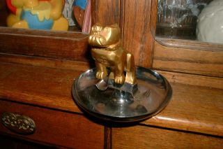 Gold Tone Mack Truck Bulldog Ornament On Chrome Ashtray Cigar Ash Tray