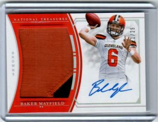 2018 National Treasures Baker Mayfield Rookie Jumbo Patch Auto 21/25 Browns