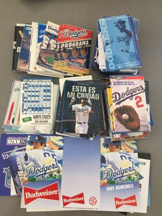 100 Mostly Different Los Angeles Dodgers Pocket Schedules - Great Price
