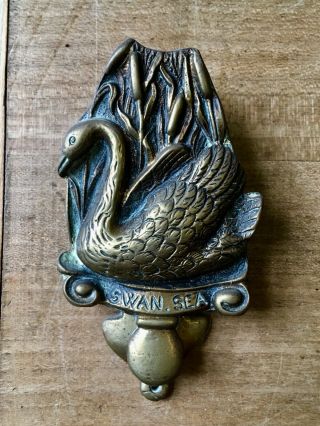 Vintage Solid Brass Door Knocker Swan Hardware Salvage Small