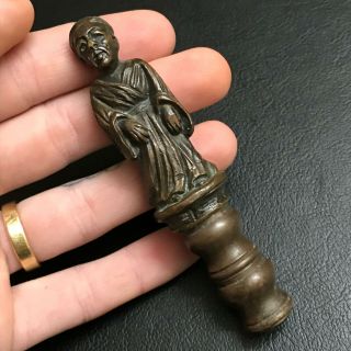 Vtg Chinese Solid Bronze Wise Man Lamp Finial Architectural Salvage 2