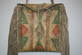Antique Crow Painted Hide Parfleche Envelope Native American Northern Plains Bag