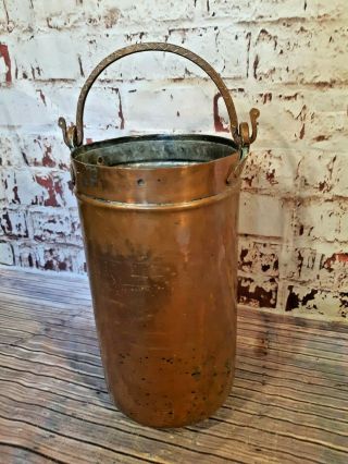 Antique Victorian Edwardian Solid Copper Brass Umbrella Stick Stand Planter Pot