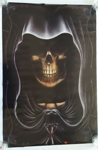 Rare.  Vintage Grim Reaper Poster 24x36 " Skull Skeleton Scary Horror Halloween