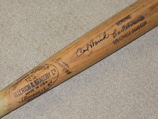 Carl Warrick Bill White H&b Game Signed Bat 1964 St.  Louis Cardinals