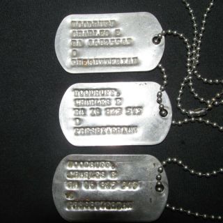 Vintage Military Dog Tags And Chain Collectible