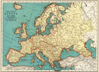 1937 Antique Europe Map 1930s Vintage Map Of Europe Gallery Wall Art 6794