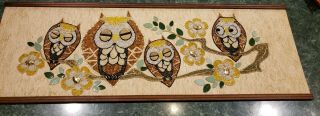 Mid Century Modern Gravel Wall Art Owls Gravel Art Vintage Retro Eames Birds Mod